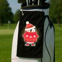 Christmas Holiday Penguin Skates Golf Towel thumb 2