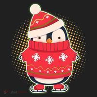 Christmas Holiday Penguin Skates Golf Towel thumb 3