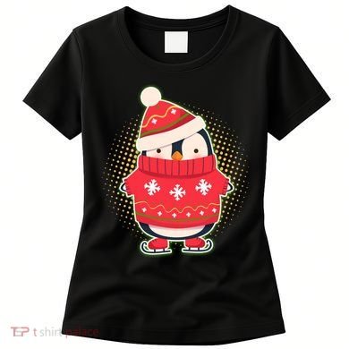 Christmas Holiday Penguin Skates Women's T-Shirt