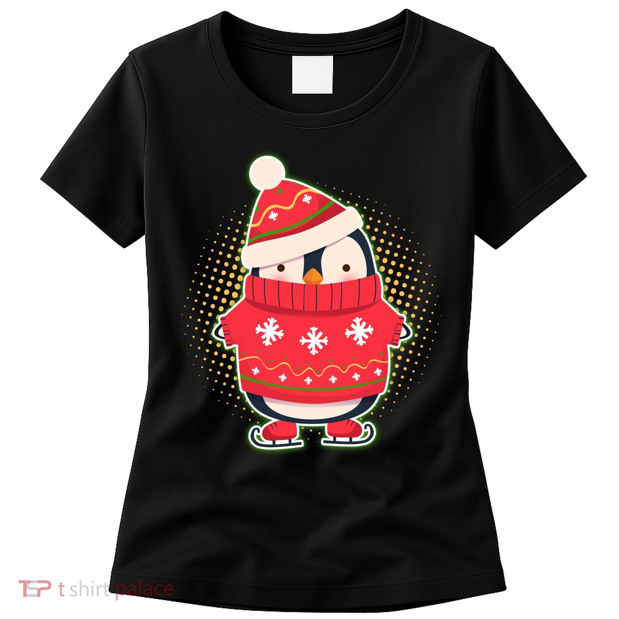 Christmas Holiday Penguin Skates Women's T-Shirt