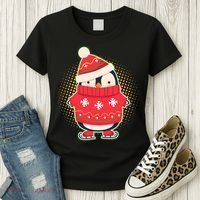 Christmas Holiday Penguin Skates Women's T-Shirt thumb 3