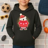 Christmas Holiday Penguin Skates Kids Hoodie thumb 2
