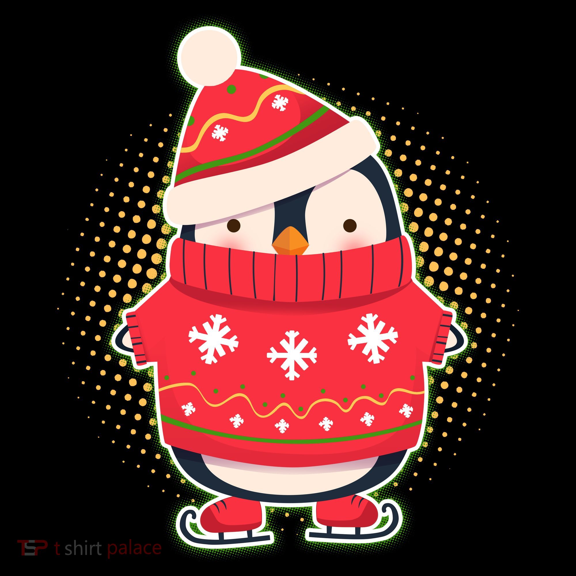 Christmas Holiday Penguin Skates Tote Bag