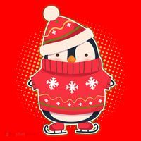 Christmas Holiday Penguin Skates Santa Hat thumb 1