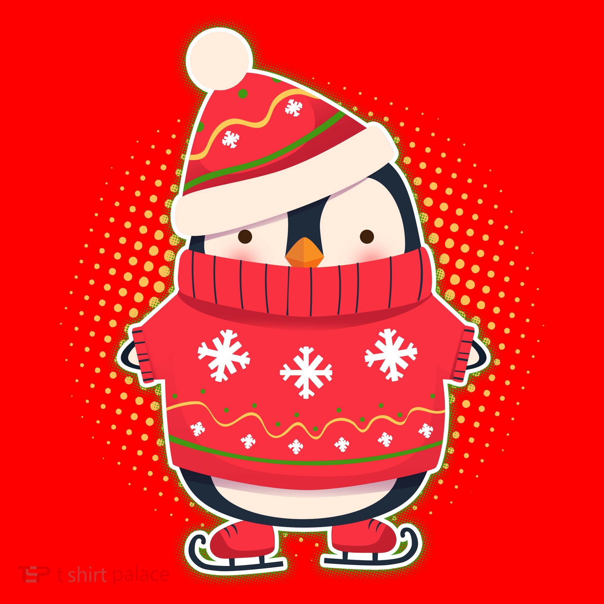 Christmas Holiday Penguin Skates Santa Hat