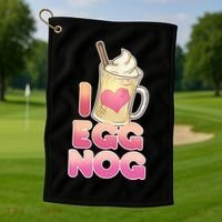 Christmas I Love Eggnog Golf Towel thumb 1