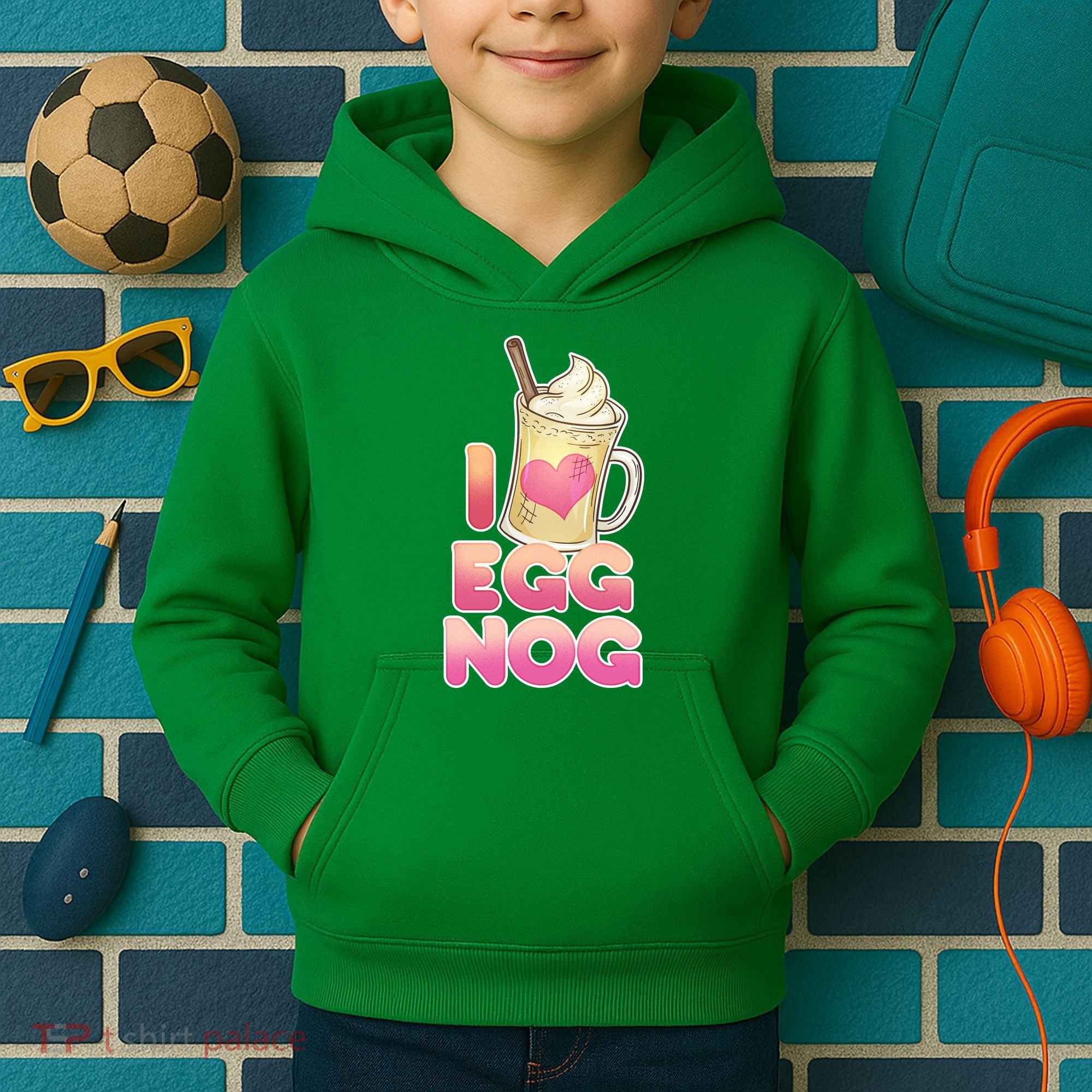 Christmas I Love Eggnog Kids Hoodie