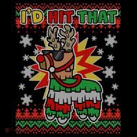 Christmas I'd Hit That Llama Pinata Ugly Sweater Long Sleeve Shirt thumb 2