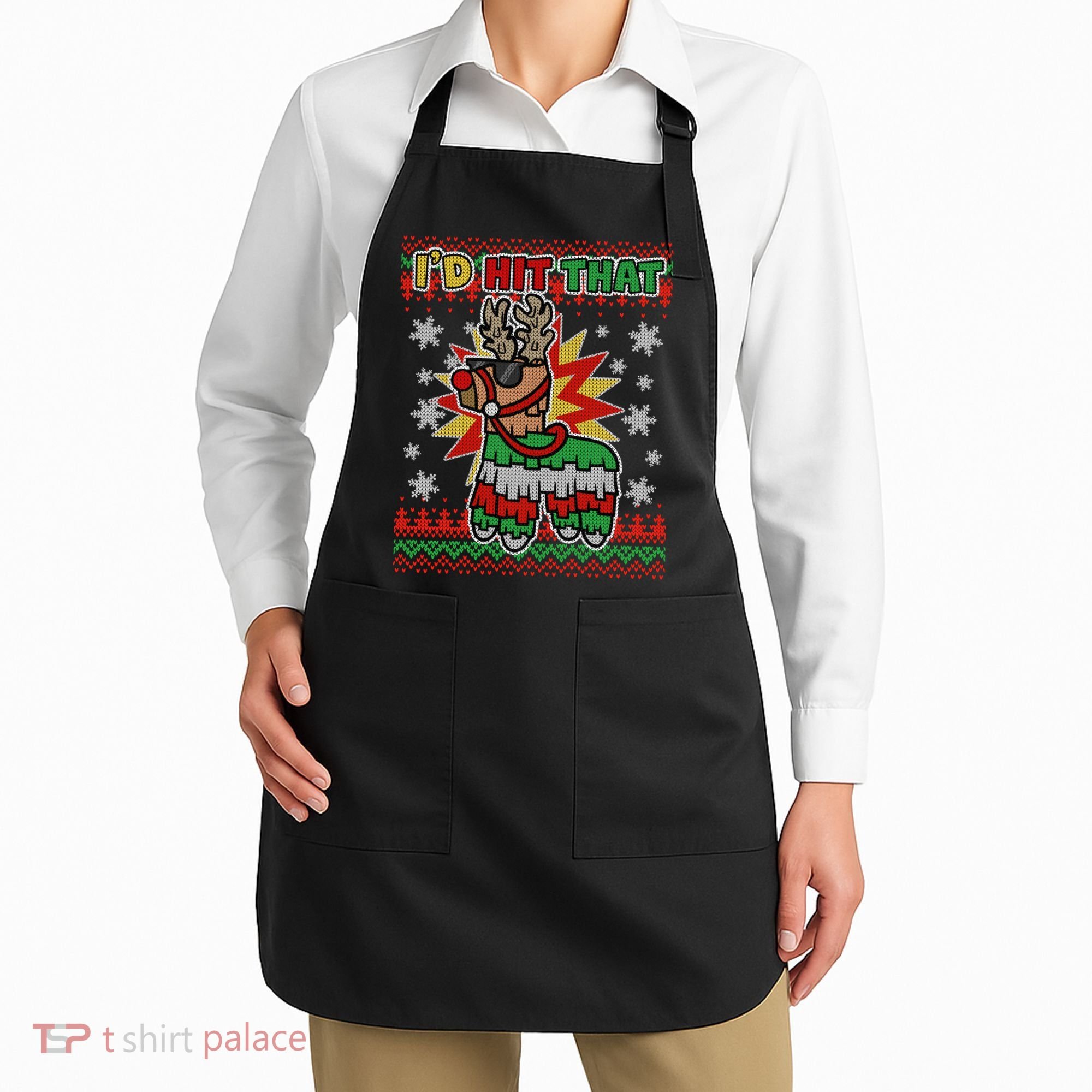 Christmas I'd Hit That Llama Pinata Ugly Sweater Apron