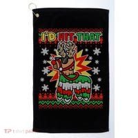 Christmas I'd Hit That Llama Pinata Ugly Sweater Golf Towel thumb 0