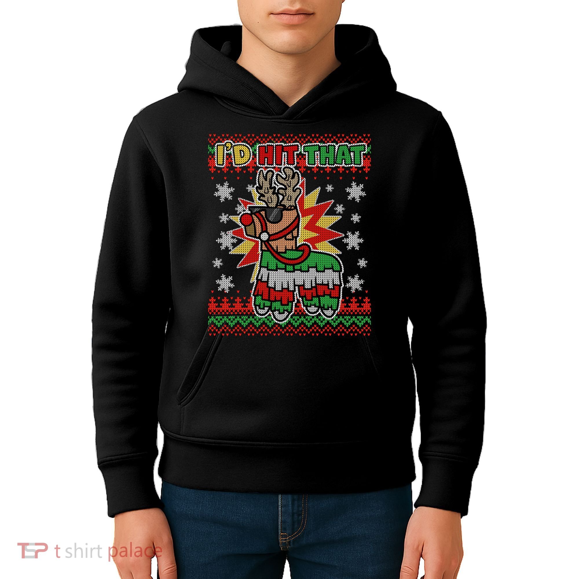 Christmas I'd Hit That Llama Pinata Ugly Sweater Kids Hoodie