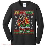 Christmas I'd Hit That Llama Pinata Ugly Sweater Kids Long Sleeve Shirt thumb 0