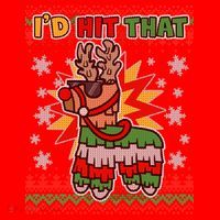 Christmas I'd Hit That Llama Pinata Ugly Sweater Santa Hat thumb 1