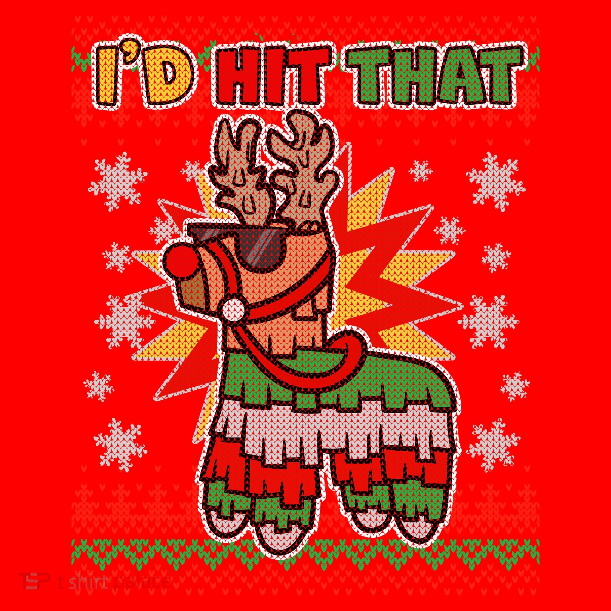 Christmas I'd Hit That Llama Pinata Ugly Sweater Santa Hat