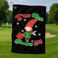 Christmas I'm The Sleepy Elf Golf Towel thumb 1