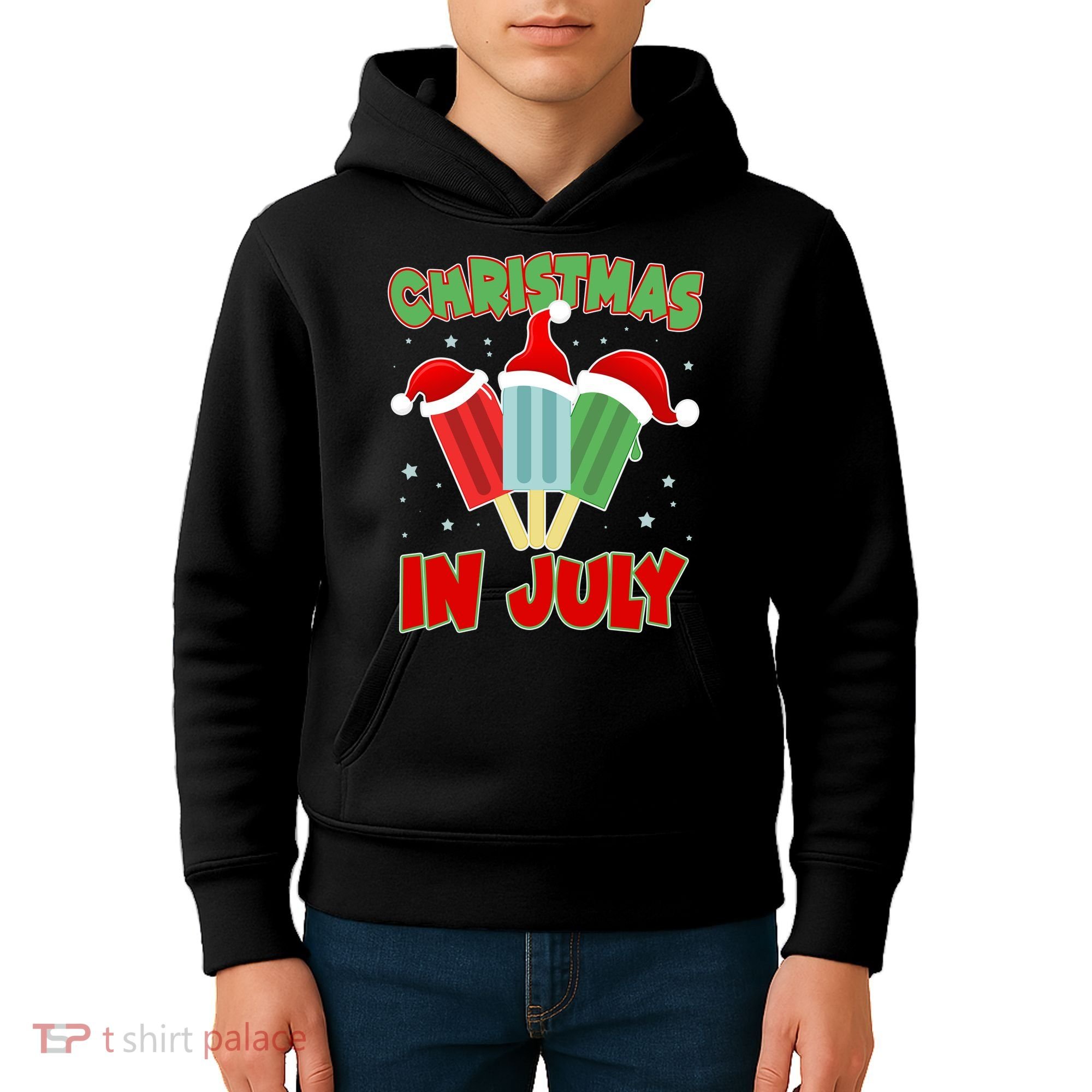 Christmas In July Festive Popsicles Kids Hoodie