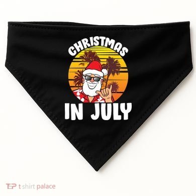 Christmas In July Retro Santa Sunset USA-Made Doggie Bandana