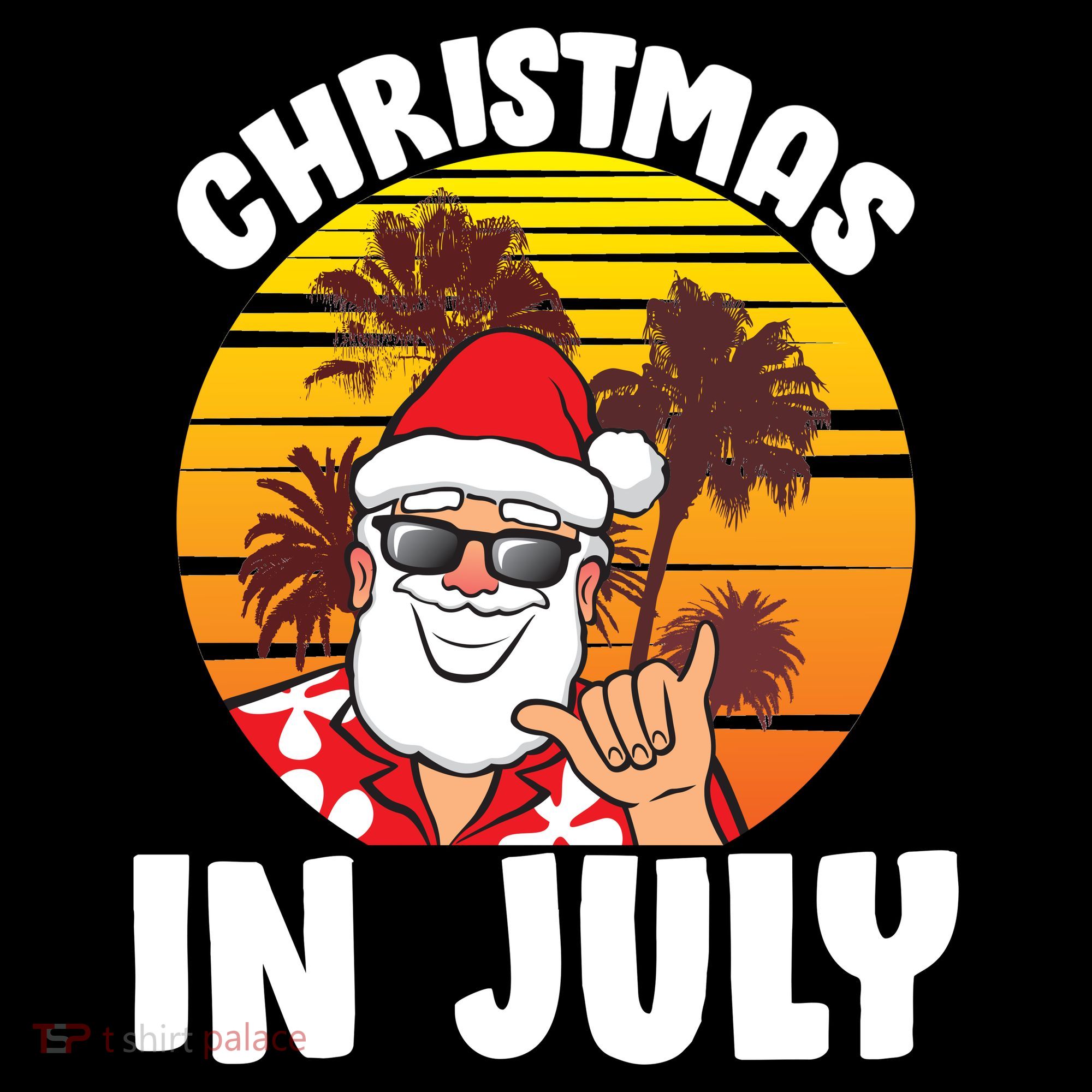 Christmas In July Retro Santa Sunset Bucket Hat