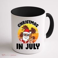 Christmas In July Retro Santa Sunset Coffee Mug thumb 1