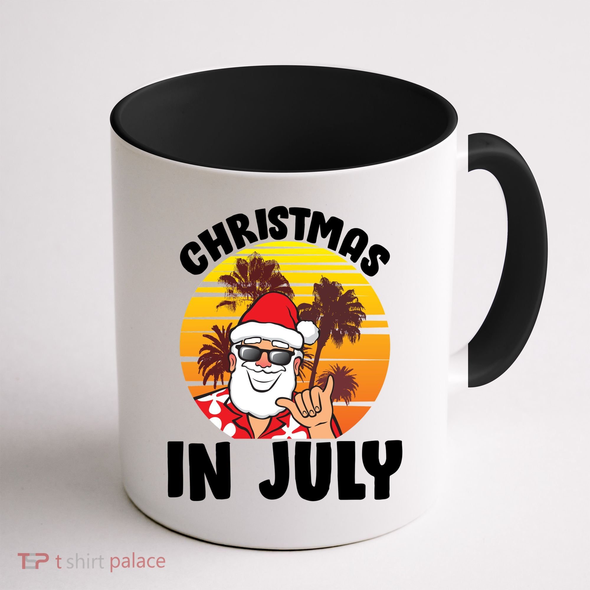 Christmas In July Retro Santa Sunset Coffee Mug
