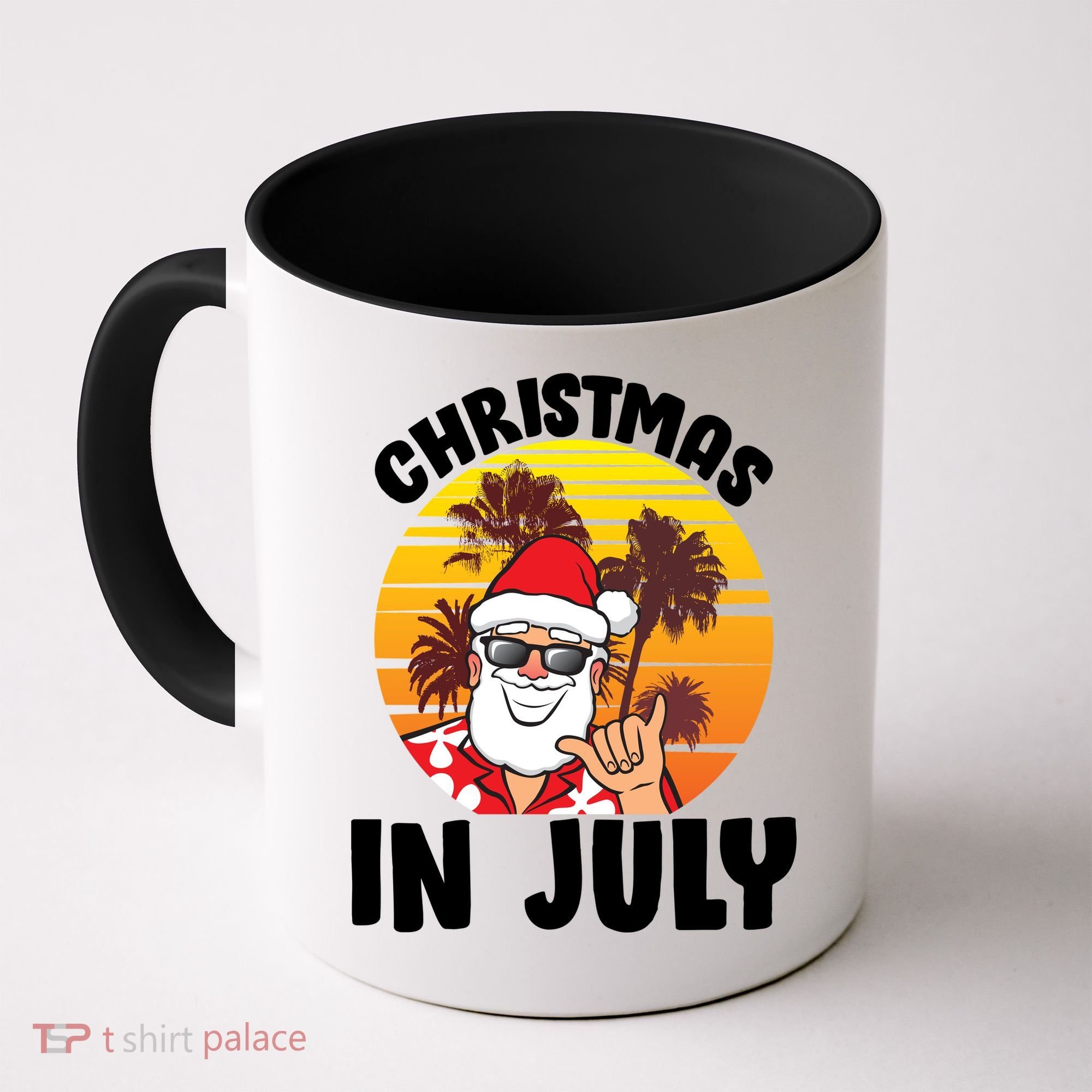 Christmas In July Retro Santa Sunset Coffee Mug