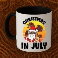 Christmas In July Retro Santa Sunset Coffee Mug thumb 2