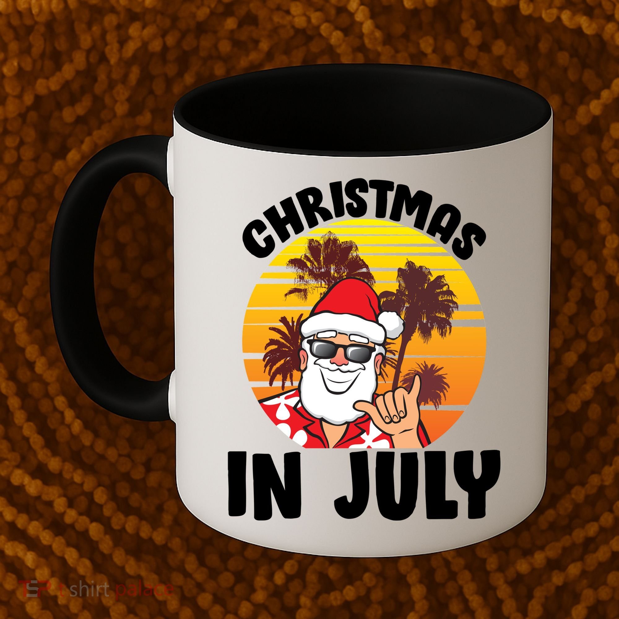 Christmas In July Retro Santa Sunset Coffee Mug