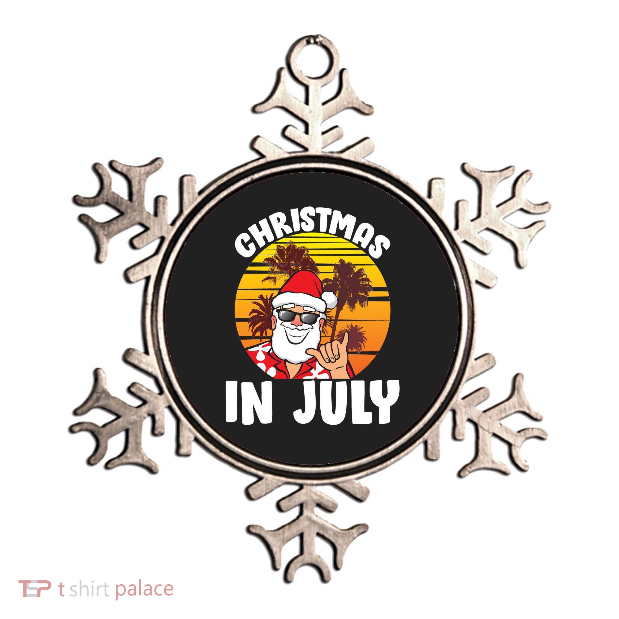 Christmas In July Retro Santa Sunset Ornament