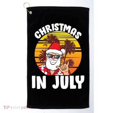 Christmas In July Retro Santa Sunset Golf Towel