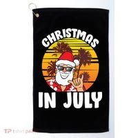 Christmas In July Retro Santa Sunset Golf Towel thumb 0