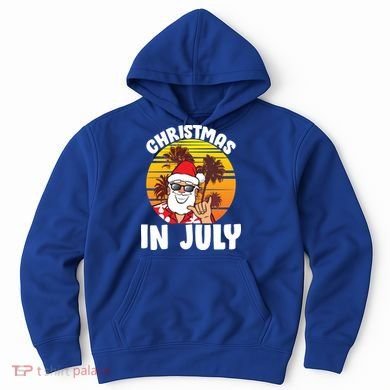 Christmas In July Retro Santa Sunset Hoodie
