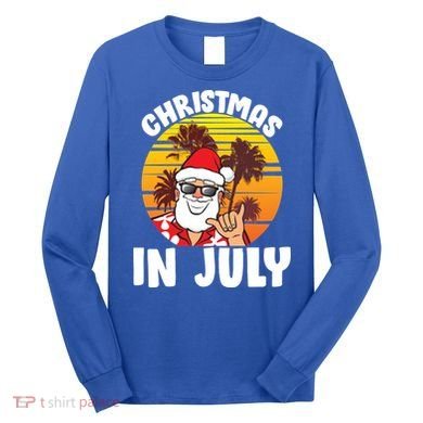 Christmas In July Retro Santa Sunset Long Sleeve Shirt