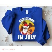 Christmas In July Retro Santa Sunset Sweatshirt thumb 2