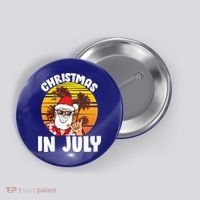Christmas In July Retro Santa Sunset Button thumb 0
