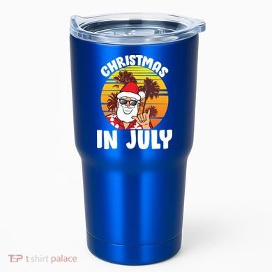 Christmas In July Retro Santa Sunset Tumbler