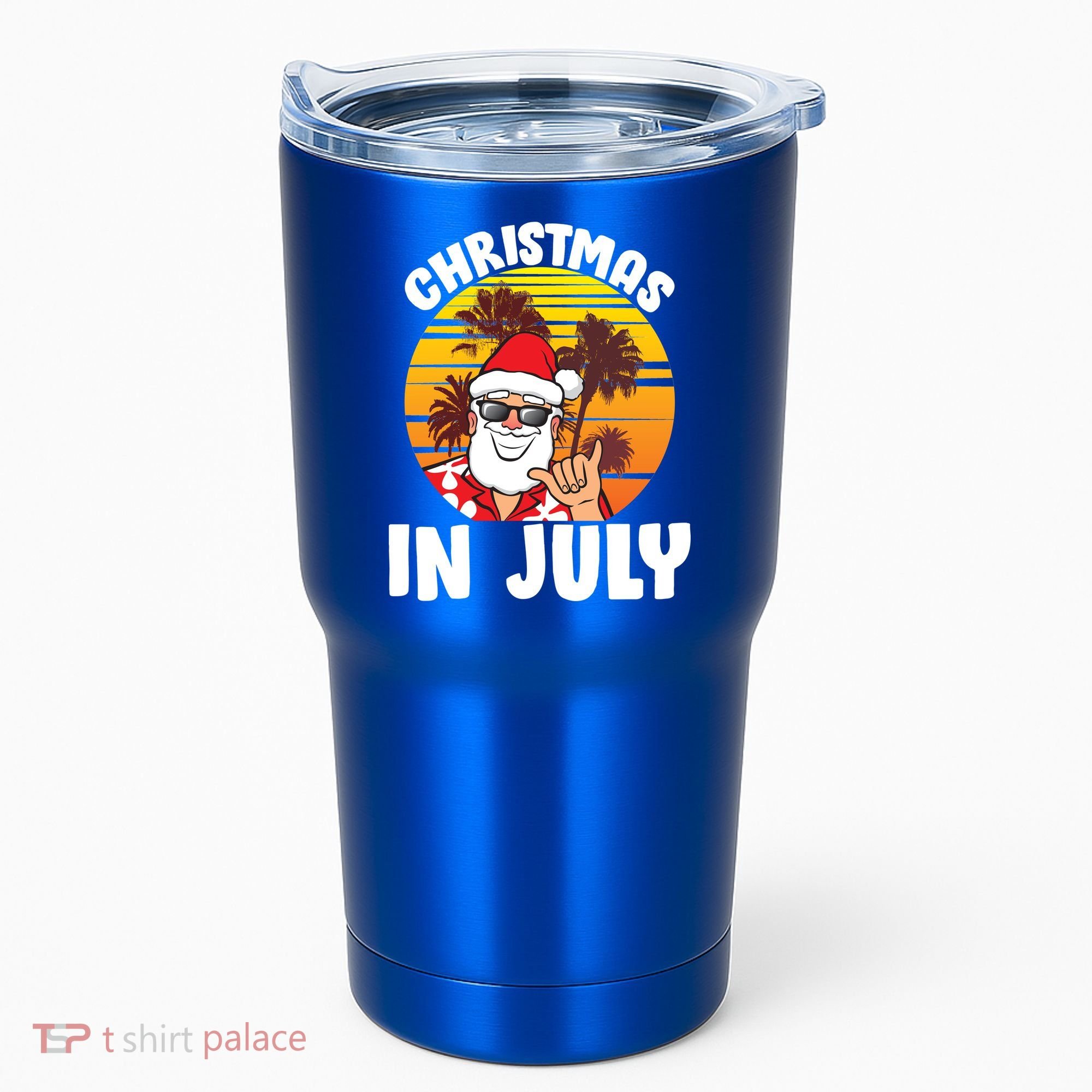 Christmas In July Retro Santa Sunset Tumbler