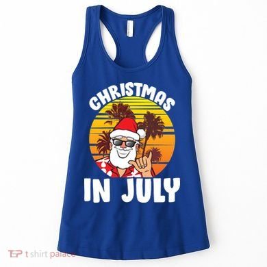 Christmas In July Retro Santa Sunset Women's Tank Top