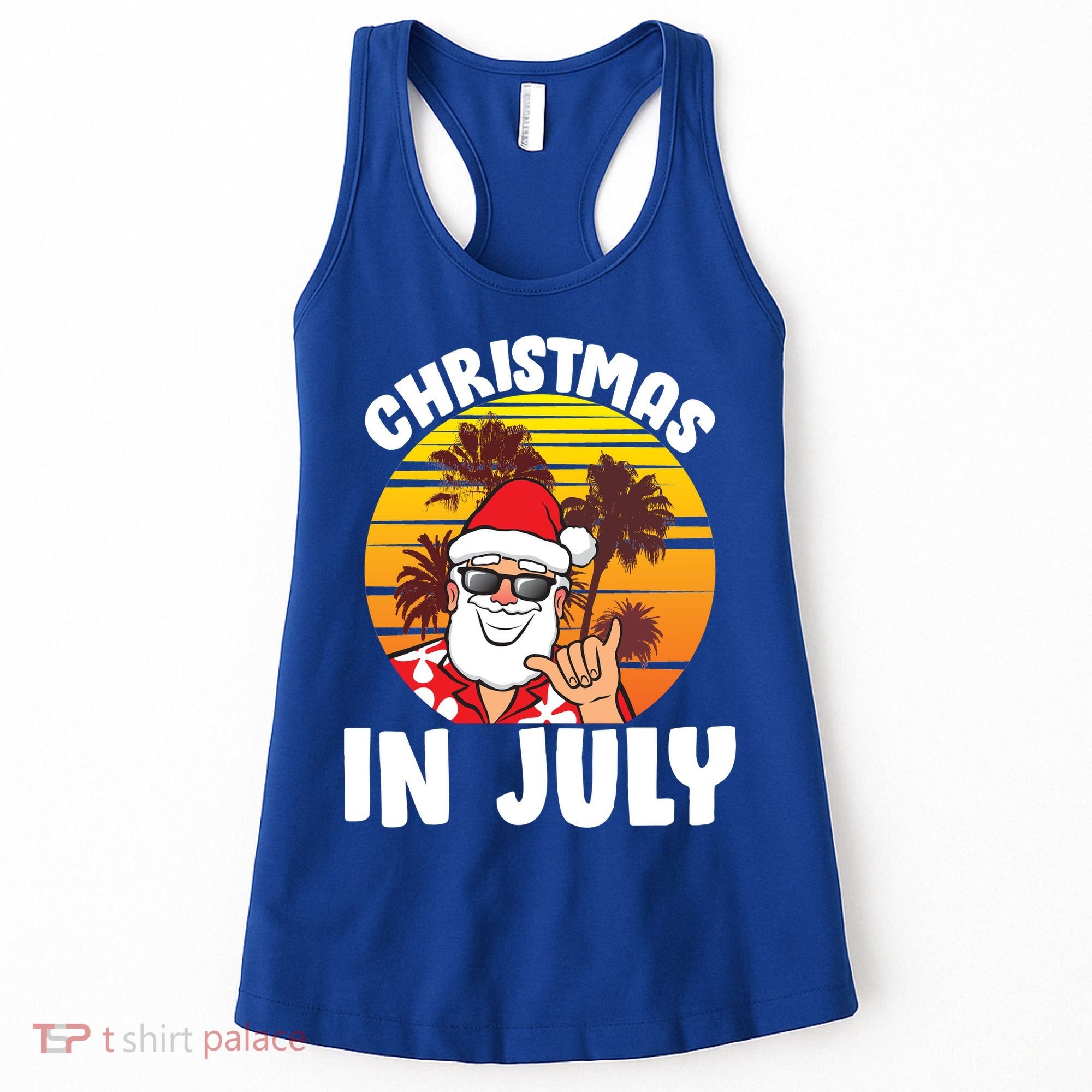 Christmas In July Retro Santa Sunset Women's Tank Top