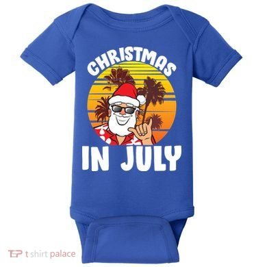 Christmas In July Retro Santa Sunset Baby Bodysuit