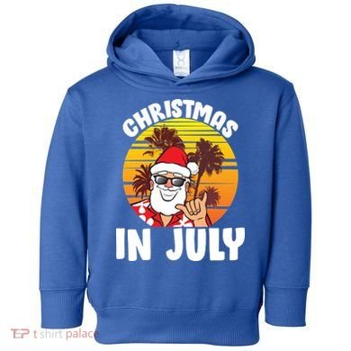Christmas In July Retro Santa Sunset Toddler Hoodie