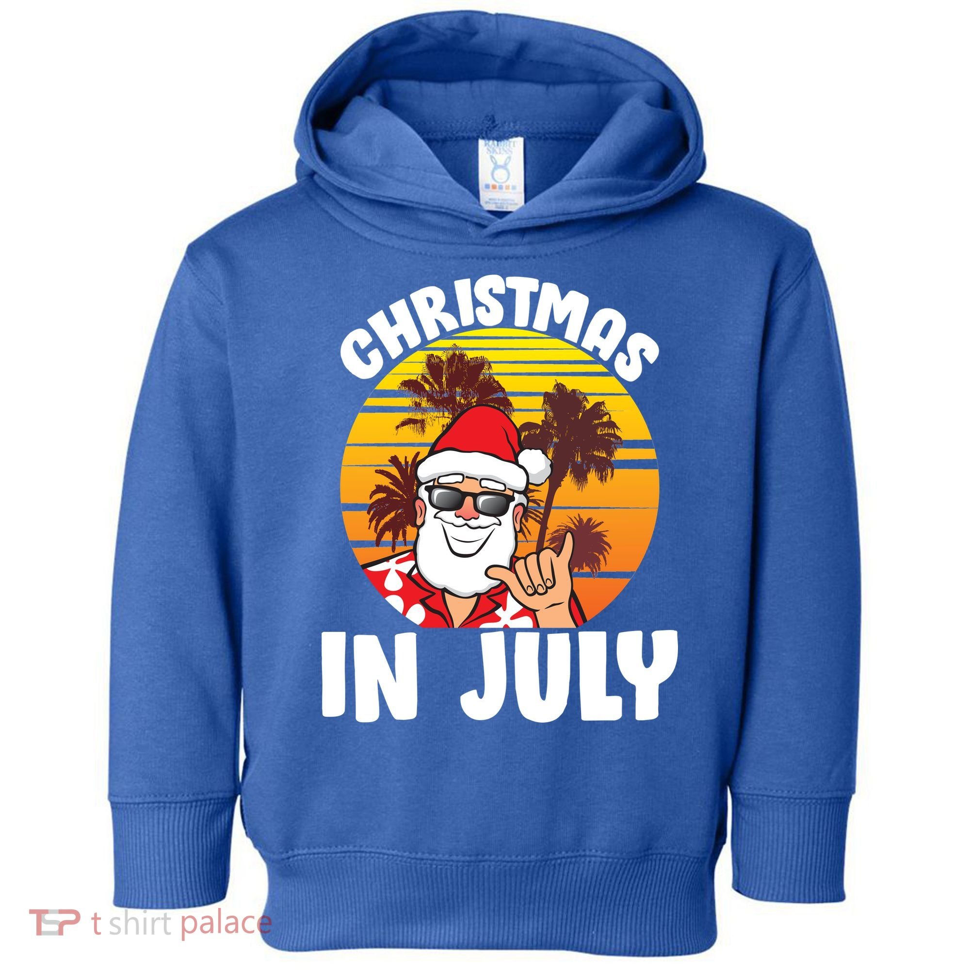 Christmas In July Retro Santa Sunset Toddler Hoodie