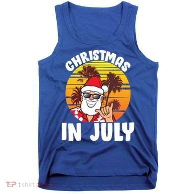 Christmas In July Retro Santa Sunset Tank Top