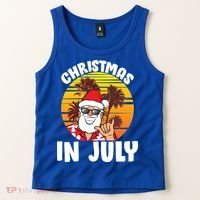 Christmas In July Retro Santa Sunset Tank Top thumb 2