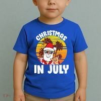 Christmas In July Retro Santa Sunset Toddler T-Shirt thumb 2
