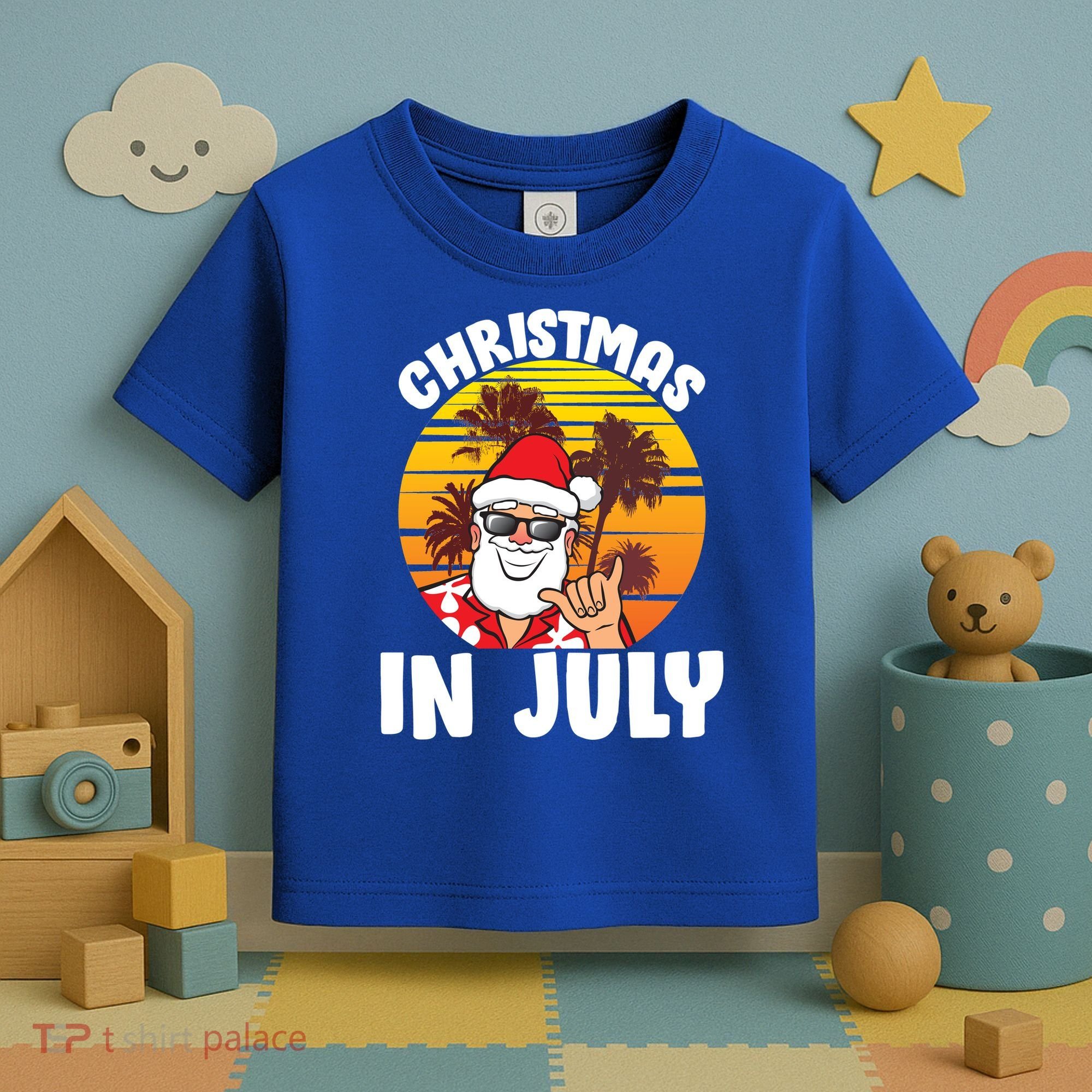Christmas In July Retro Santa Sunset Toddler T-Shirt