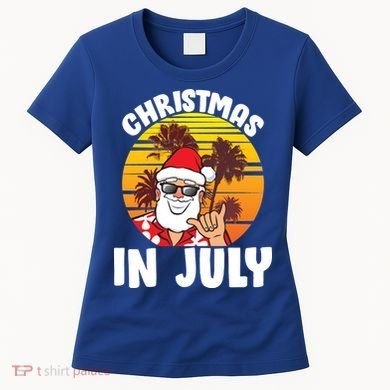 Christmas In July Retro Santa Sunset Women's T-Shirt