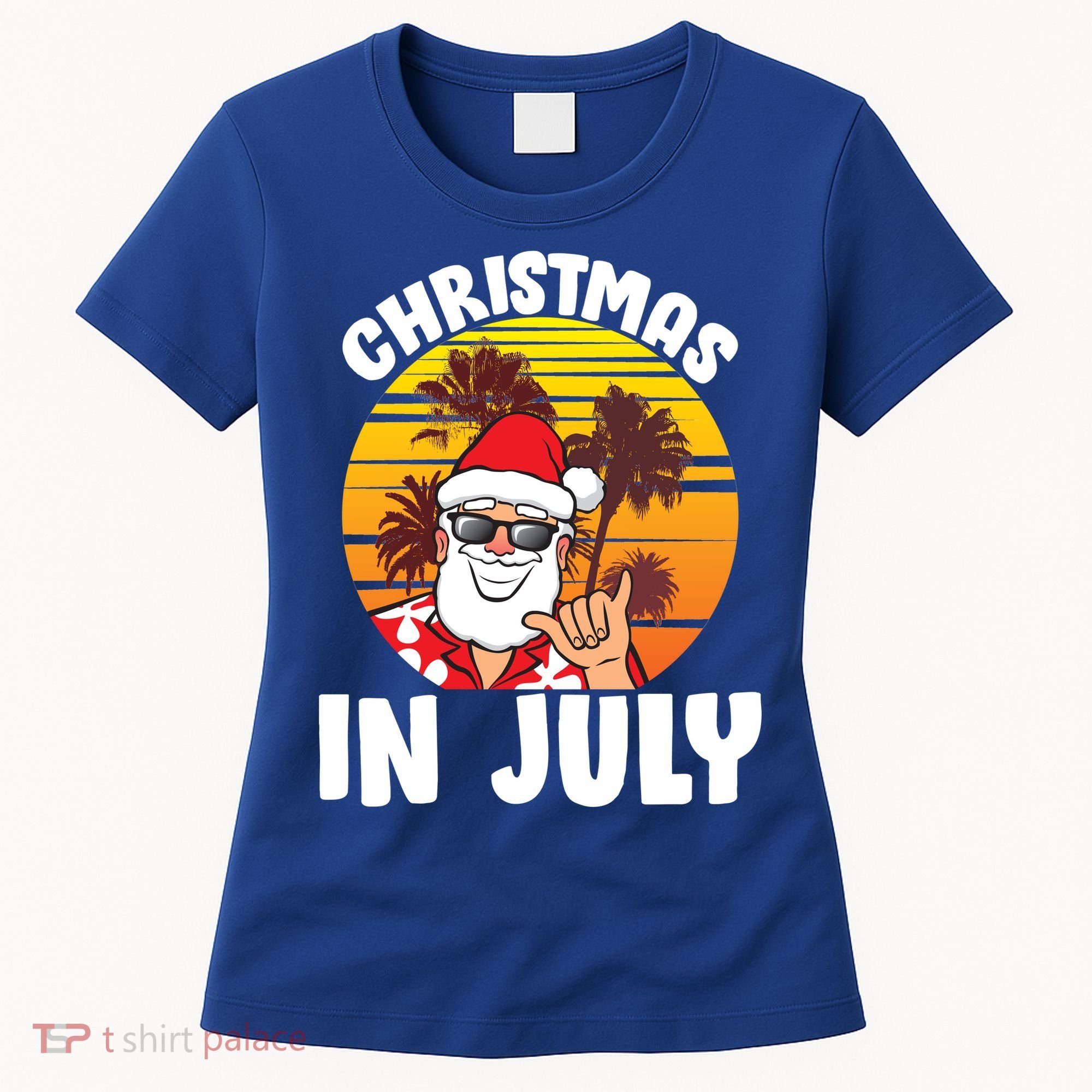Christmas In July Retro Santa Sunset Women's T-Shirt