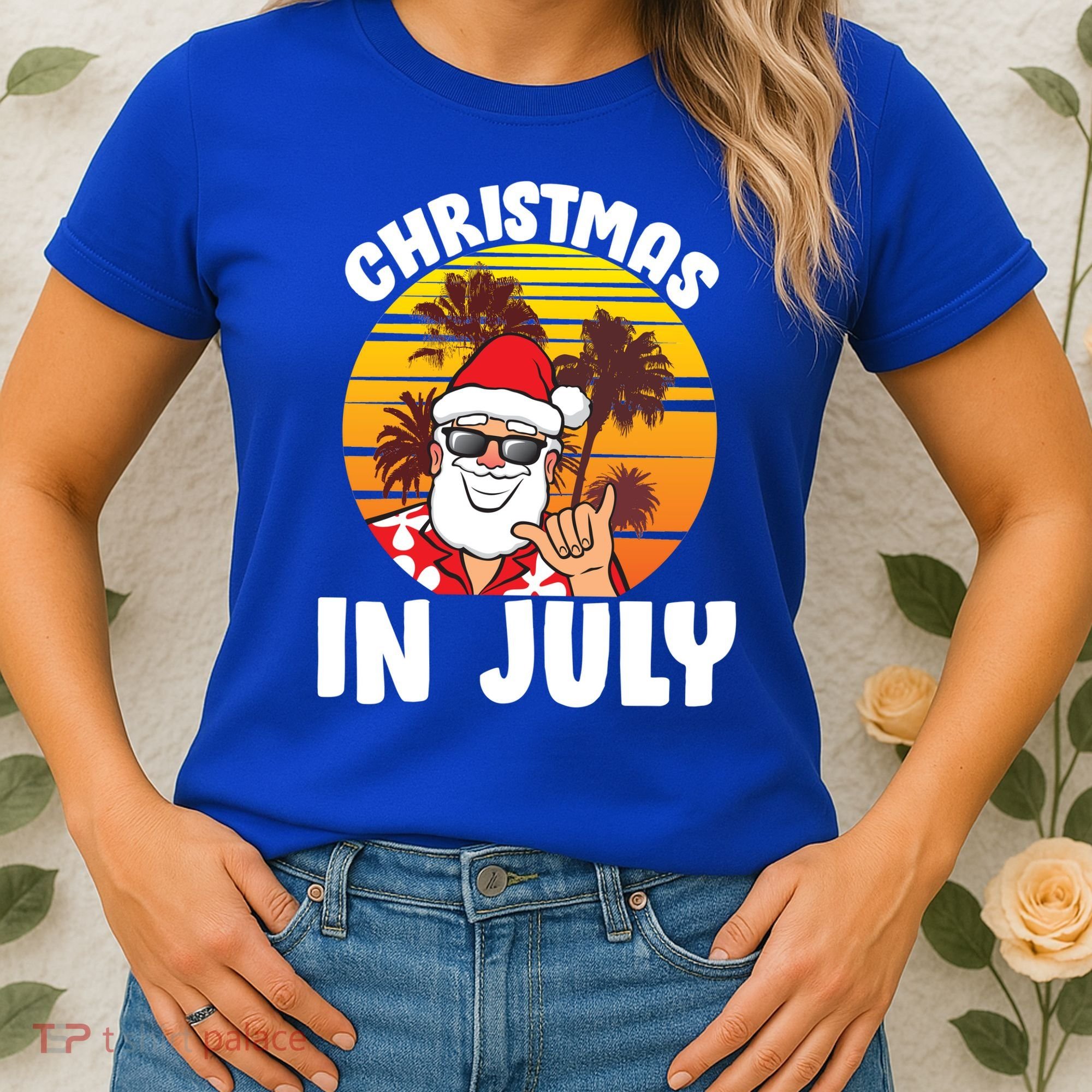 Christmas In July Retro Santa Sunset Women's T-Shirt
