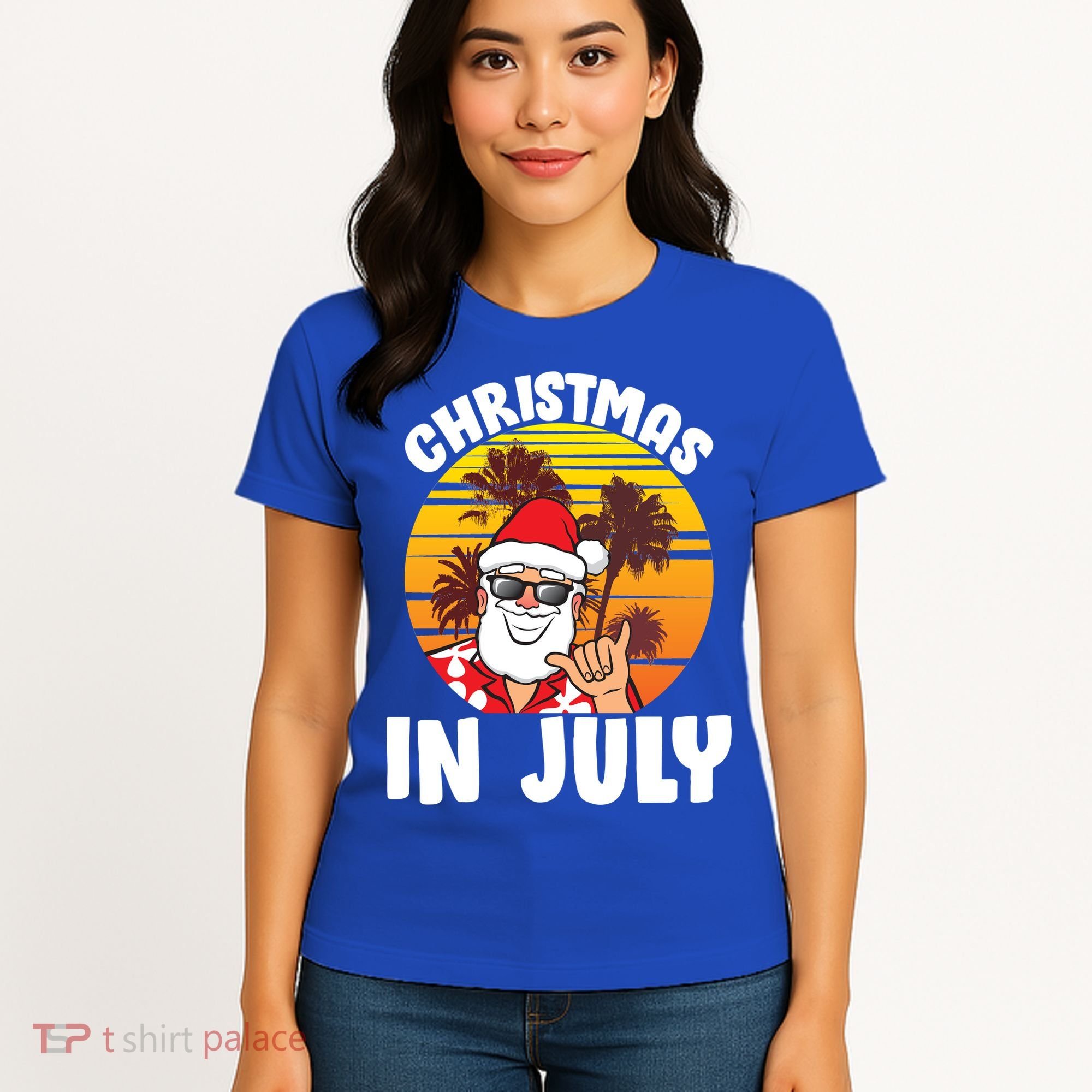 Christmas In July Retro Santa Sunset Women's T-Shirt