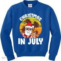 Christmas In July Retro Santa Sunset Kids Sweatshirt thumb 0